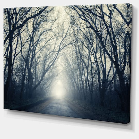 Designart - Dark Autumn Forest in Fog